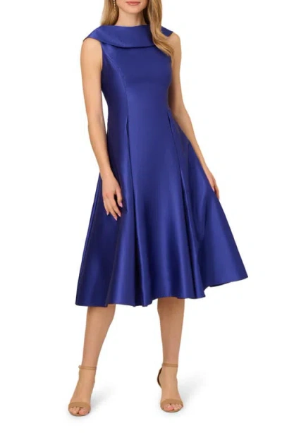 Adrianna Papell Mikado Midi Dress In Blue