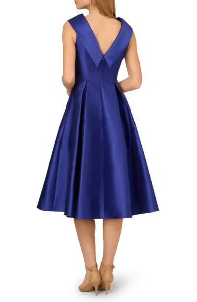 Adrianna Papell Mikado Midi Dress In Blue
