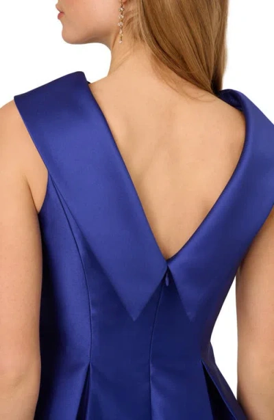 Adrianna Papell Mikado Midi Dress In Blue