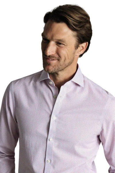 Charles Tyrwhitt Men's Non-iron Check Dress Shirt In Pink