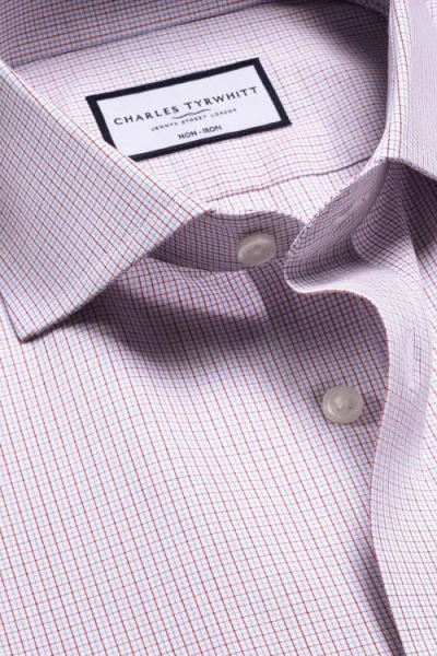 Charles Tyrwhitt Men's Non-iron Check Dress Shirt In Pink