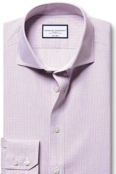 Charles Tyrwhitt Men's Non-iron Check Dress Shirt In Pink