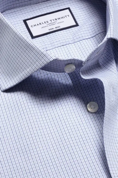 Charles Tyrwhitt Men's Non-iron Check Dress Shirt In Blue