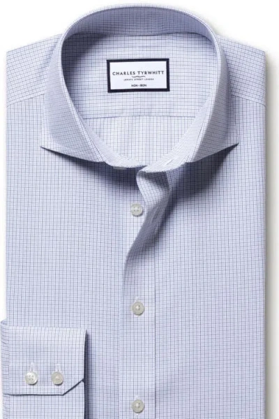 Charles Tyrwhitt Men's Non-iron Check Dress Shirt In Blue
