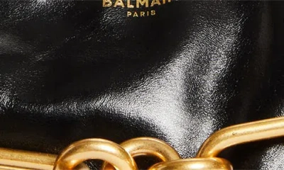 Balmain Sync Medium Shoulder Bag In Black Leather