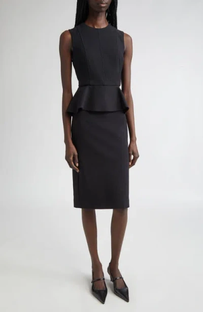Max Mara Fitted Knee-length Dress Featuring Peplum Detail In Black