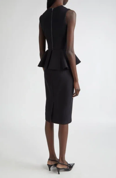 Max Mara Fitted Knee-length Dress Featuring Peplum Detail In Black