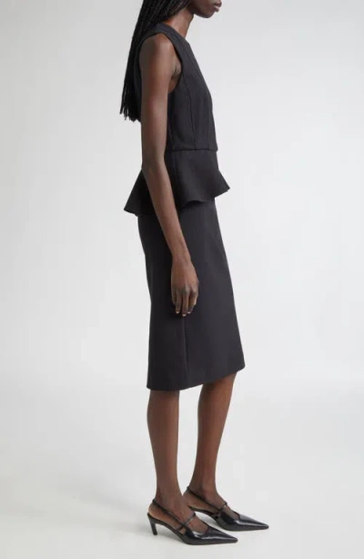 Max Mara Fitted Knee-length Dress Featuring Peplum Detail In Black