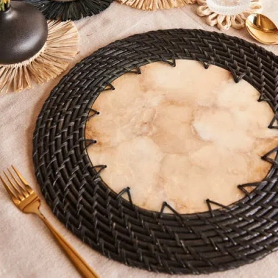 Kubo Capiz Shell Placemats With Black Rattan