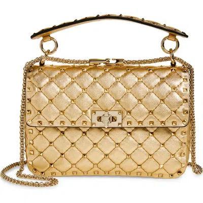 Valentino Garavani Medium Rockstud Spike Quilted Metallic Leather Shoulder Bag