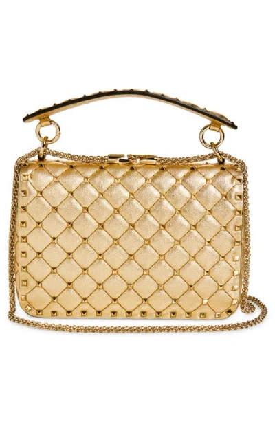 Valentino Garavani Medium Rockstud Spike Quilted Metallic Leather Shoulder Bag