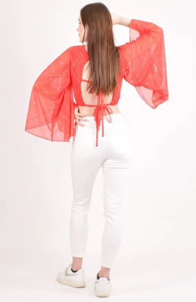 Raas Eva Red Bell Sleeves Crop Top