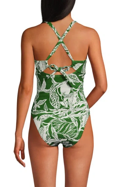 Lands' End Shine Ribbed Tankini Top And High Waisted Bottom Swimsuit Set