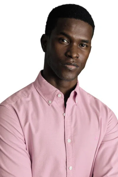 Charles Tyrwhitt Stretch Washed Oxford Shirt In Pink