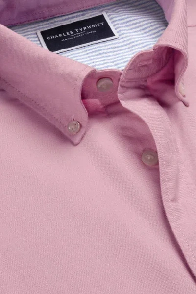 Charles Tyrwhitt Stretch Washed Oxford Shirt In Pink