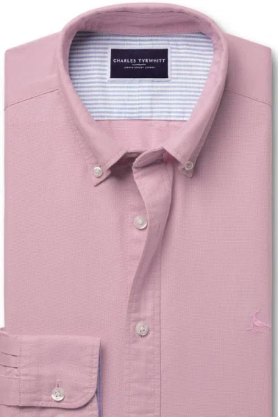 Charles Tyrwhitt Stretch Washed Oxford Shirt In Pink