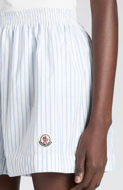 Moncler Stripe Logo Patch Shorts In White