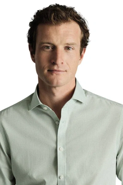 Charles Tyrwhitt Men's Non-iron Gingham Dress Shirt In Green