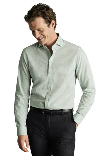 Charles Tyrwhitt Men's Non-iron Gingham Dress Shirt In Green
