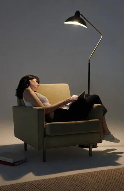 Brightech Swoop 69" Industrial Adjustable Led Floor Lamp With Metal Bowl Shade And Gold Accent