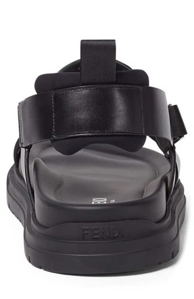 Fendi Ff Leather Sandals In Black