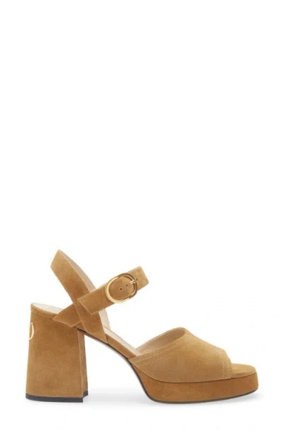 Valentino Garavani Mustard Suede Vlogo Signature Sandals In Animal Print