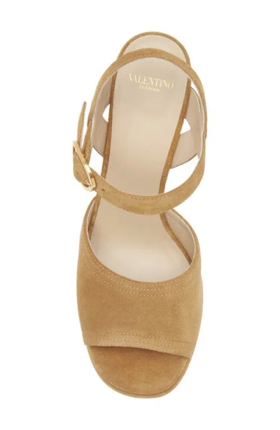 Valentino Garavani Mustard Suede Vlogo Signature Sandals In Animal Print