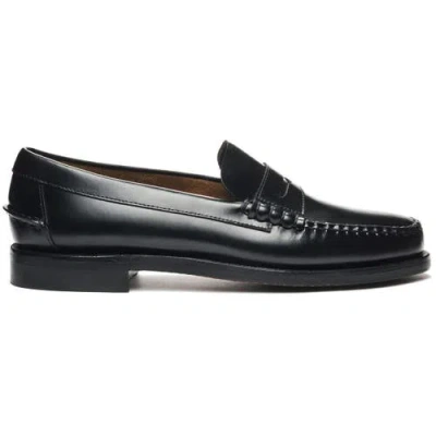 Sebago Round Toe Slip-on Moccasins With Cut-out Upper Design In Black