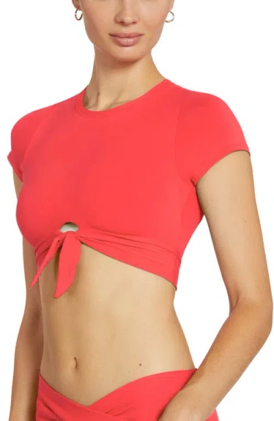 Robin Piccone Ava Knot Front Tee Bikini Top In Red