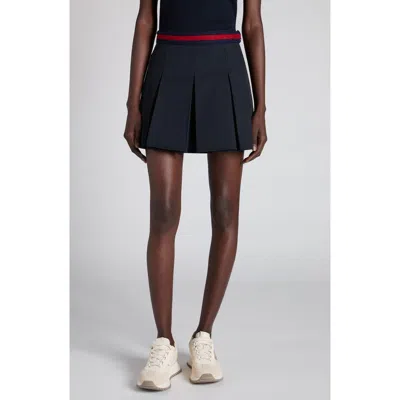 Moncler Pleated Cotton Stretch Gabardine Miniskirt In Black