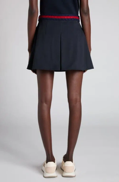 Moncler Pleated Cotton Stretch Gabardine Miniskirt In Black