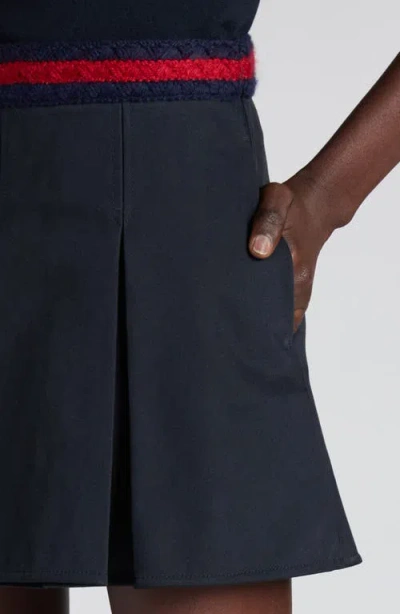 Moncler Pleated Cotton Stretch Gabardine Miniskirt In Black