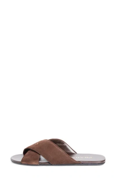 Prada Crisscross Slide Sandal In Brown