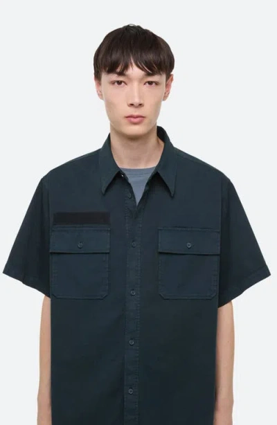 Helmut Lang Gd Uniform Short Sleeve Stretch Twill Button Up Shirt