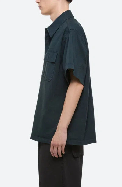 Helmut Lang Gd Uniform Short Sleeve Stretch Twill Button Up Shirt