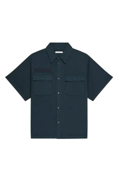 Helmut Lang Gd Uniform Short Sleeve Stretch Twill Button Up Shirt