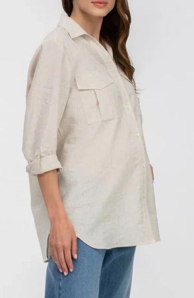 Pietro Brunelli Maternity Safari Linen & Cotton Button-up Maternity Shirt