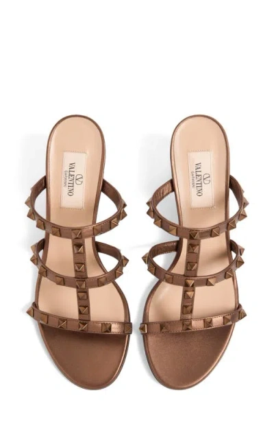 Valentino Garavani Studded Block Heel Leather Sandals In Neutral