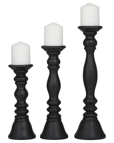 Peyton Lane Set Of 3 Turned Style Pillar Candle Holders