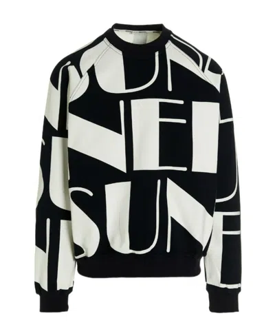 Sunnei All-over Logo Printed Crewneck Sweatshirt In Black