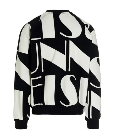 Sunnei All-over Logo Printed Crewneck Sweatshirt In Black