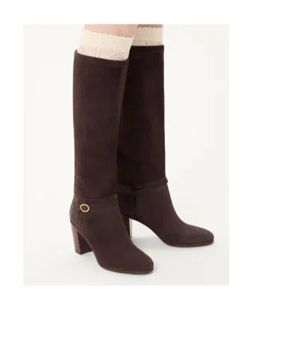 Valentino Garavani Valentino Pattie 75 Suede Knee-high Boot In Animal Print