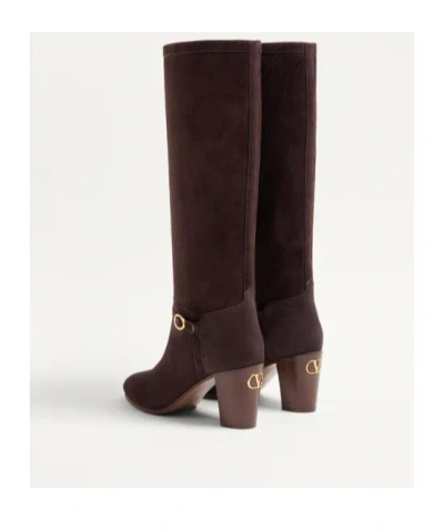 Valentino Garavani Valentino Pattie 75 Suede Knee-high Boot In Animal Print