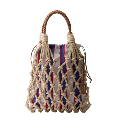 Prada Mesh Handbag With Braided Handles And Knotted Net Design