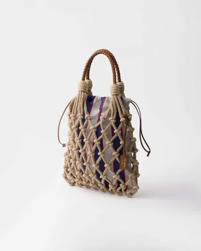 Prada Mesh Handbag With Braided Handles And Knotted Net Design