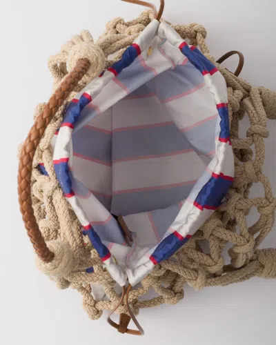 Prada Mesh Handbag With Braided Handles And Knotted Net Design