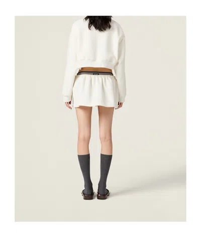 Miu Miu Collared Design Piquet Jacket In White