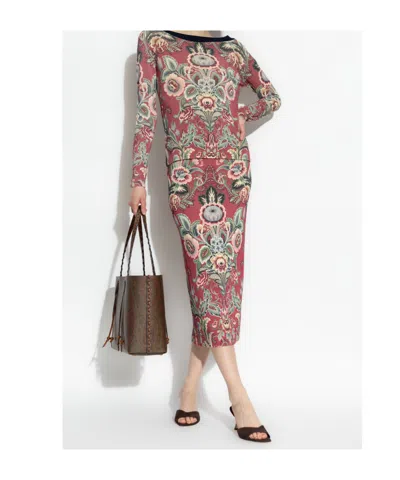 Etro Floral Print Pencil Skirt In Multi