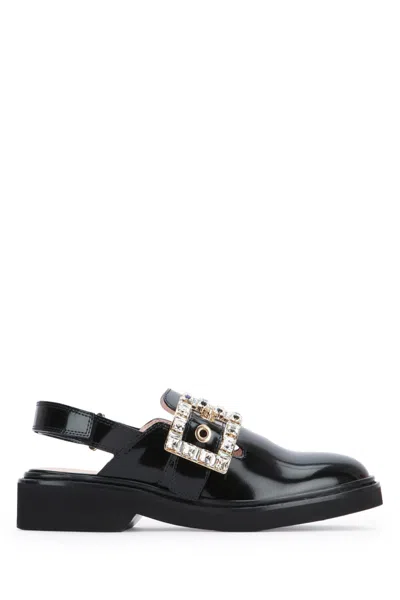 Roger Vivier 30mm Viv Rangers Strass Leather Mules