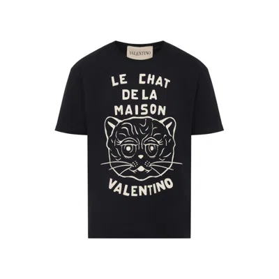 Valentino Chat De La Maison Cotton T-shirt In Black